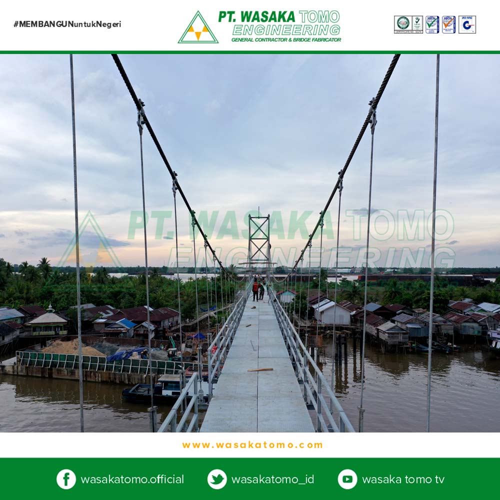 Jembatan Rangka Baja, Progress-8 : Jembatan Gantung 100 Meter - Antasan Bromo | Kontraktor Jembatan | Fabrikator Jembatan Baja